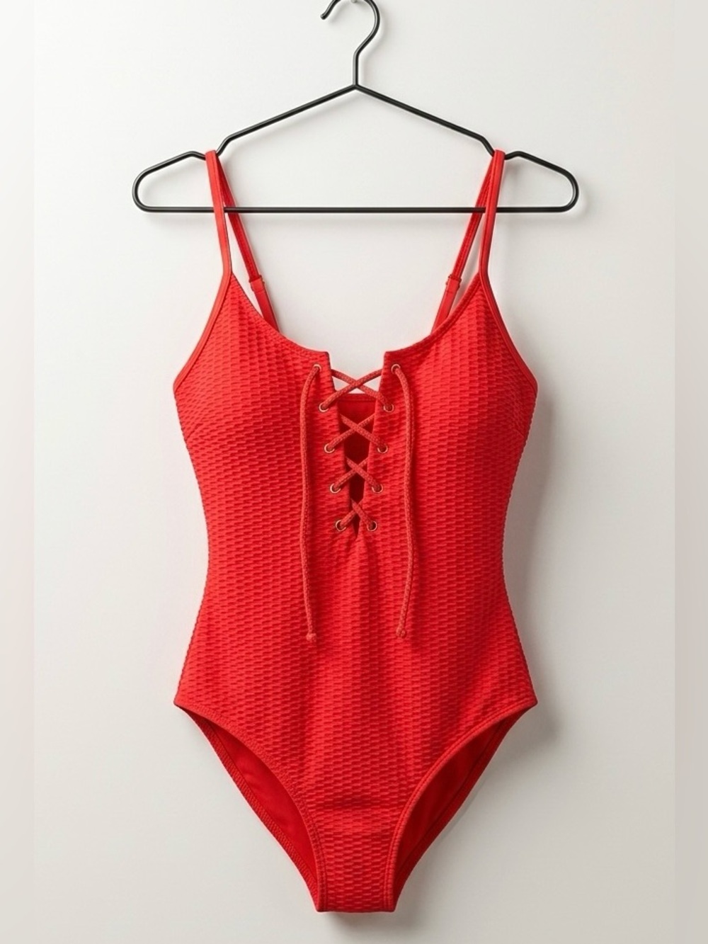 Kenneth Cole Red Lace-Up One-Piece Swimsuit size xl